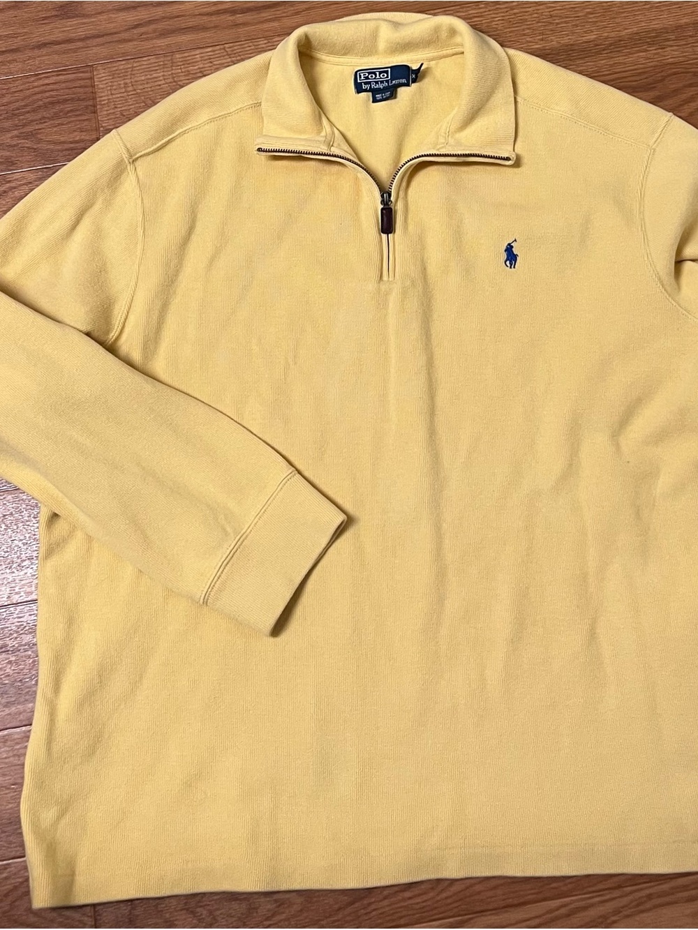 Polo Ralph Lauren Quarter Zip Pullover Mens XXL Yellow Cotton Knit Sweater